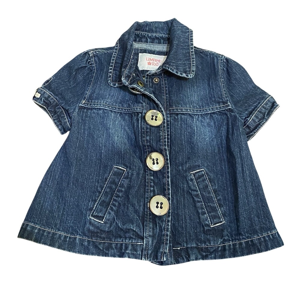 Limited Too Vintage Y2K Jean Jacket Size 6/7‎ Girls Short Sleeve Large Buttons
